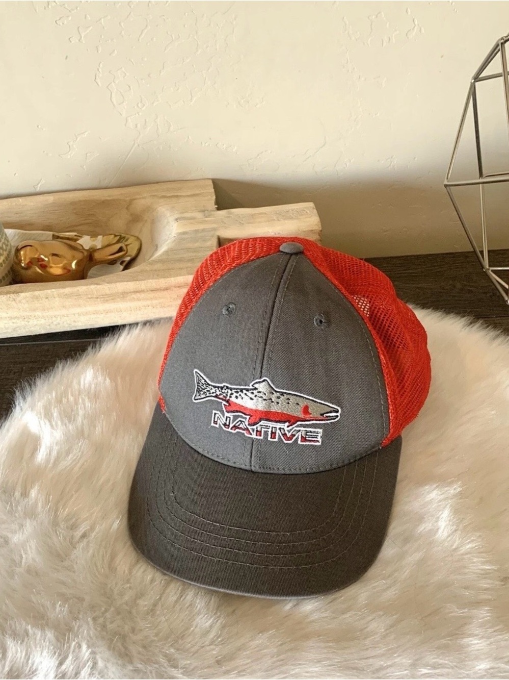 Native rep your water snapback breathable Hat Red/Gray. Excellent Condition